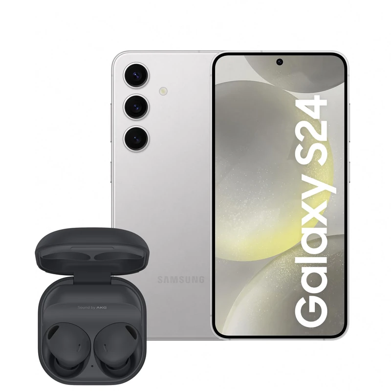 Samsung Galaxy S24, AI Android Smartphone, 8GB RAM, 256GB Storage, 50MP Camera, Marble Gray, 3 Year Manufacturer Extended Warranty with Buds2 Pro Wireless Earphones (UK Version)