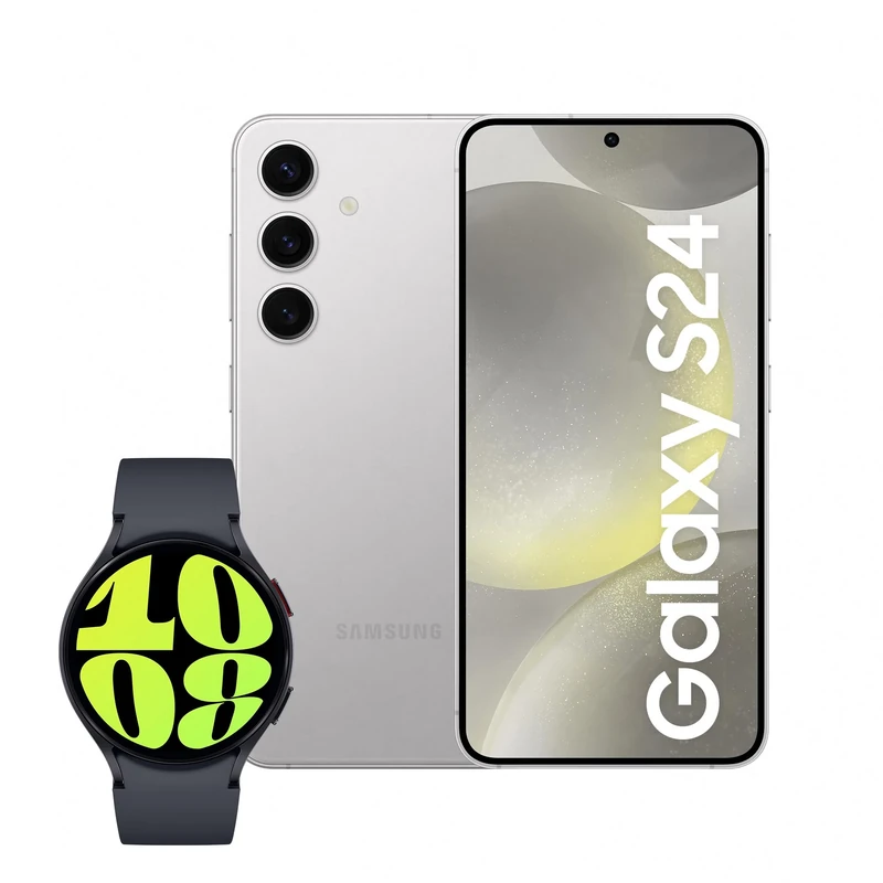Samsung Galaxy S24, AI Android Smartphone, 8GB RAM, 128GB Storage, 50MP Camera, Marble Gray, 3 Year Manufacturer Extended Warranty with Watch6 Smart Watch, BT, 44mm (UK Version)