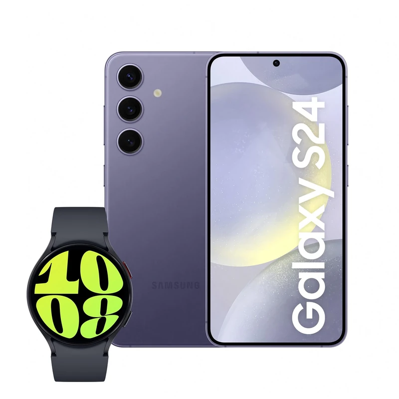 Samsung Galaxy S24, AI Android Smartphone, 8GB RAM, 256GB Storage, 50MP Camera, Cobalt Violet, 3 Year Manufacturer Extended Warranty with Watch6 Smart Watch, BT, 44mm (UK Version)