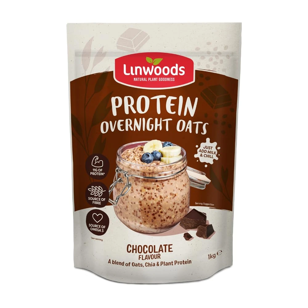 Linwoods Chocolate Protein Overnight Oats | 1kg Porridge Oats | Healthy Breakfast Food | Vegan Friendly & Gluten Free