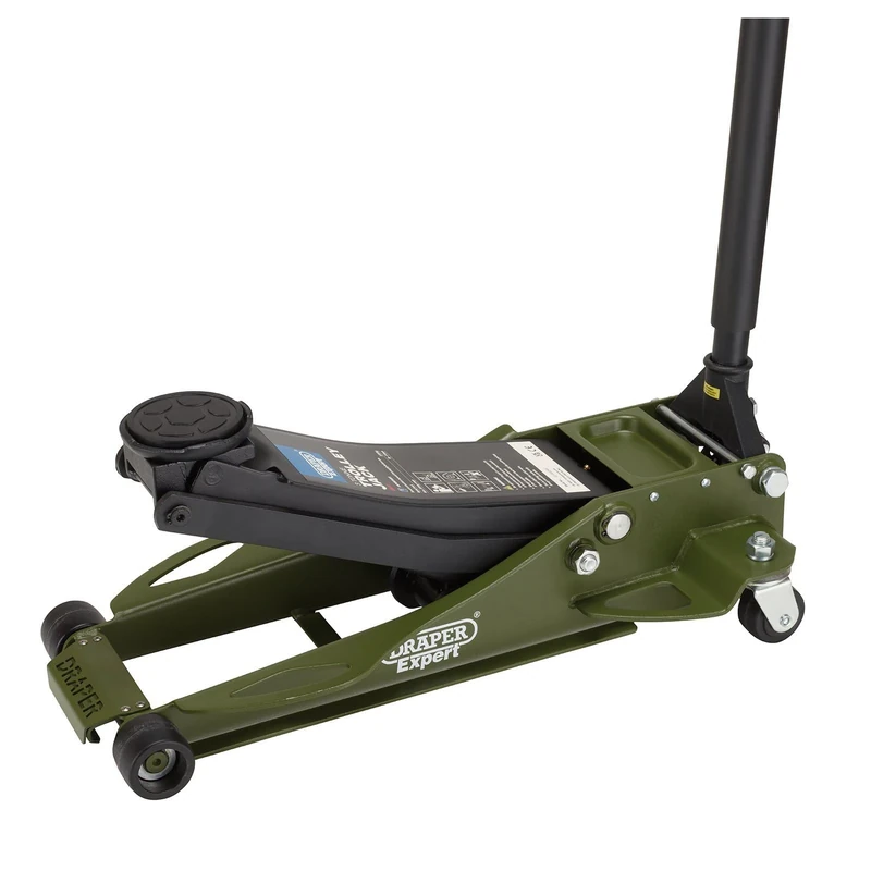 Draper 23817 Professional Low Profile Fast Lift Garage Trolley Jack, 3 Tonne, Green