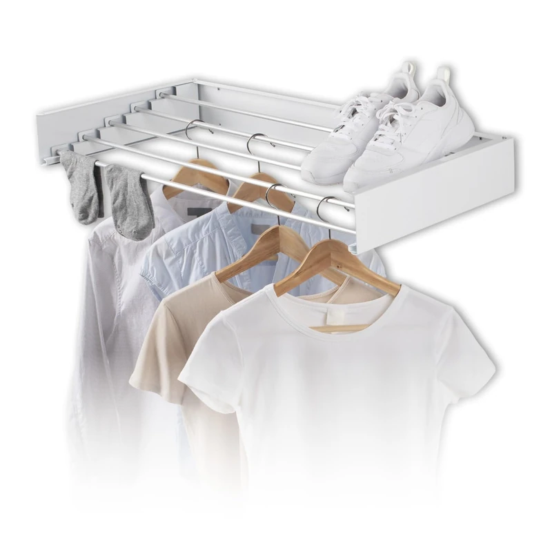 EASYmaxx Wall-Mounted Clothes Dryer, Stainless Steel/White, Wäscheständer 400 - Image 1