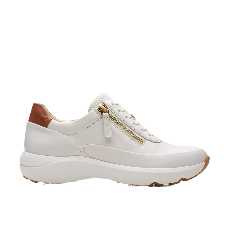 Clarks Women's Tivoli Zip Trainers, Off White Lea, 43 EU