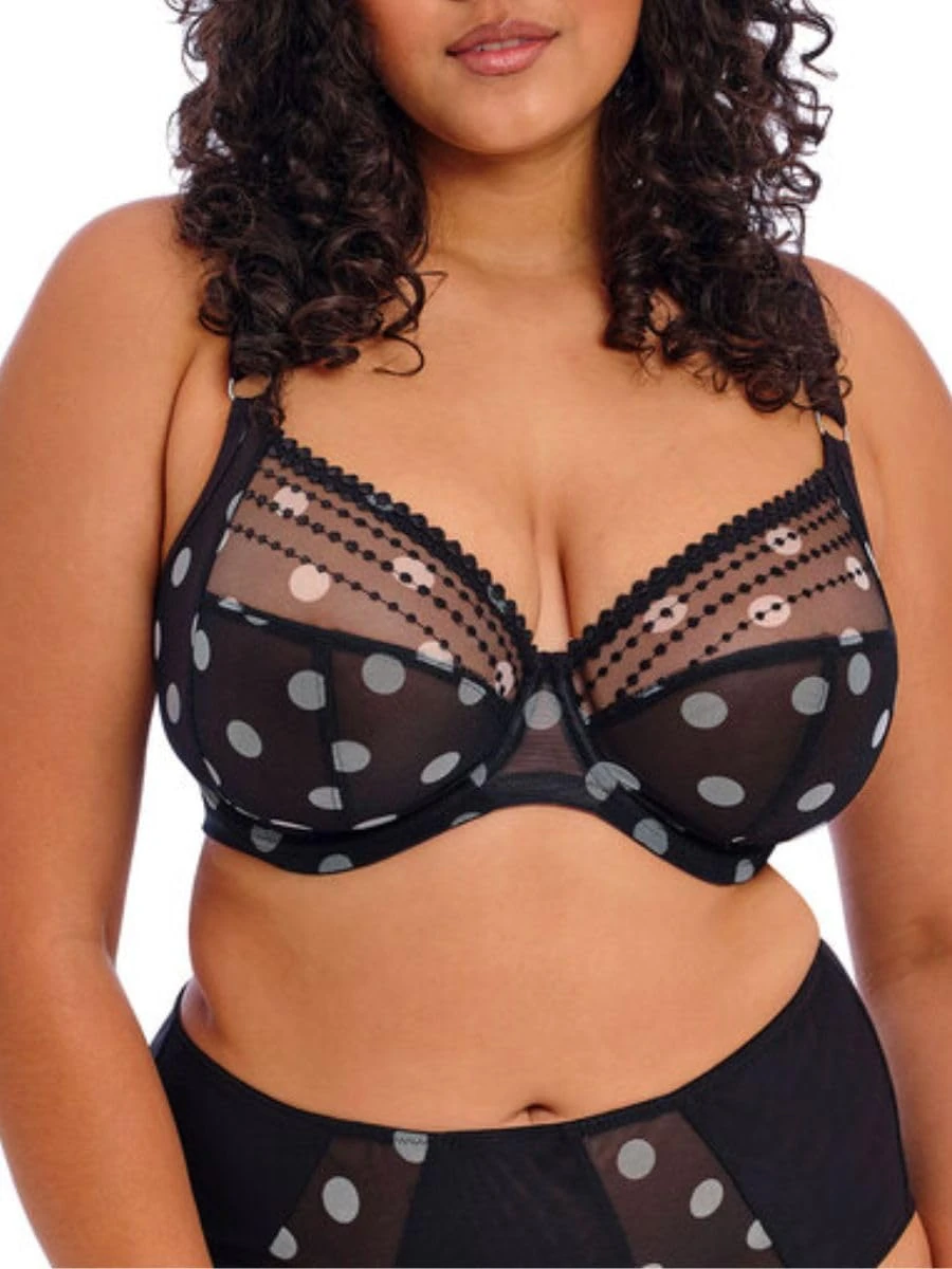Elomi Matilda Underwired Plunge Bra (34FF, Black dot)