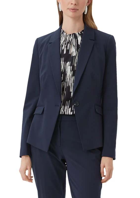 comma Fitted Viscose Mix Blazer, Blue, 8