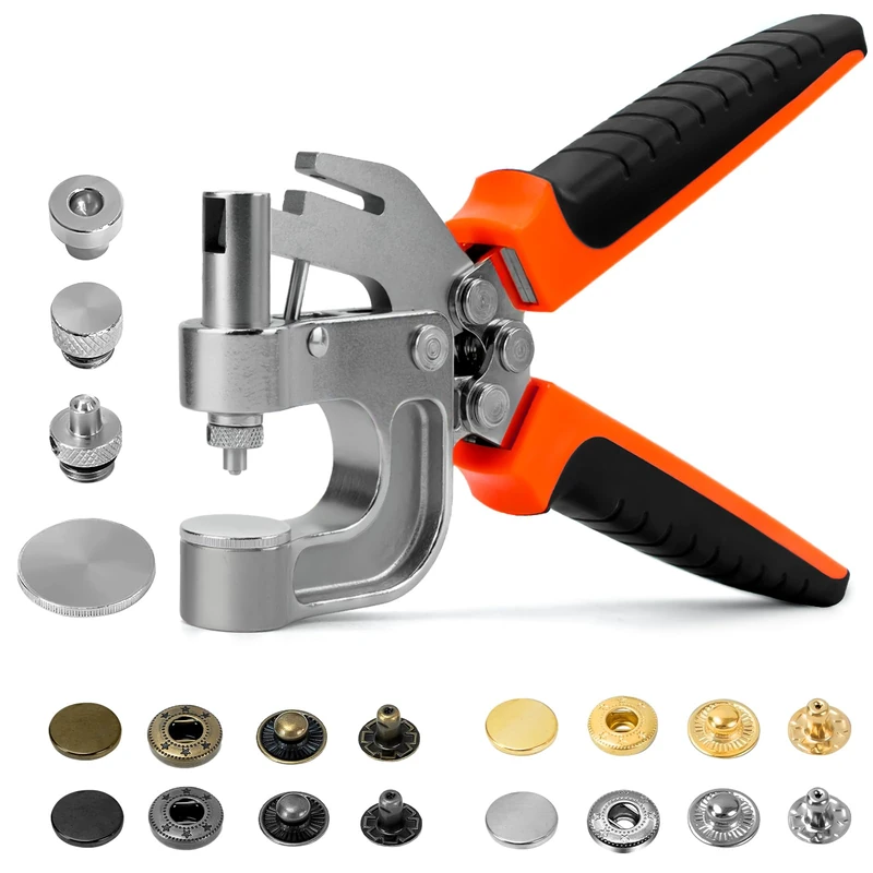 Sopnom Leather Snaps Buttons Tool Kit, Snap Button Press Pliers with 40 Sets 15mm Metal Snap Fastener, 4 Colors Leather Snaps for Repairing Clothes, Jackets, Bracelets, Bags, DIY Craft Projects