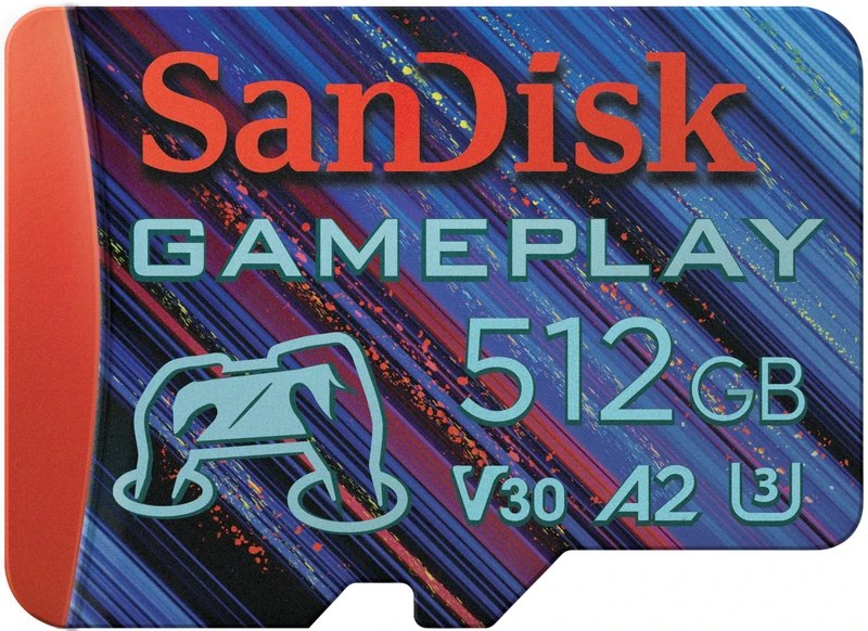 SanDisk Gameplay micro SD card 512GB for mobile/handheld gaming consoles, up to 190 MB/s, for more demanding games, AAA-/3D-/VR-Grafik, 4K-UHD-Videos, A2, V30, U3