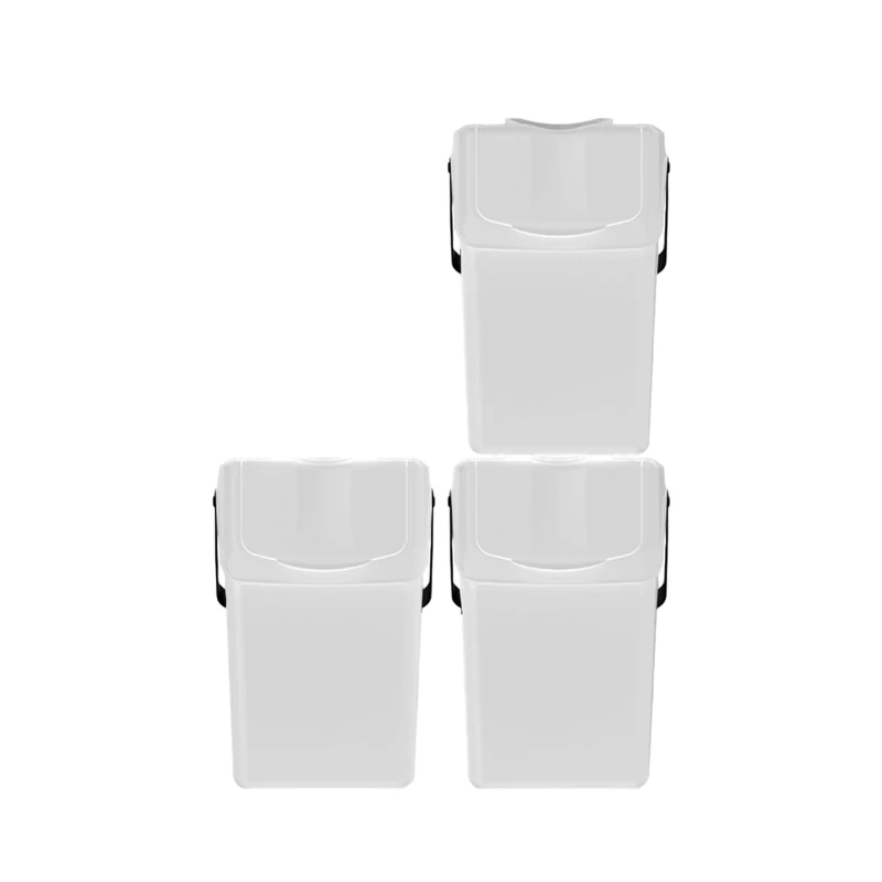 Keden Set of 3 Sortibox Wheelie Bins for Recycling, White, 75 L