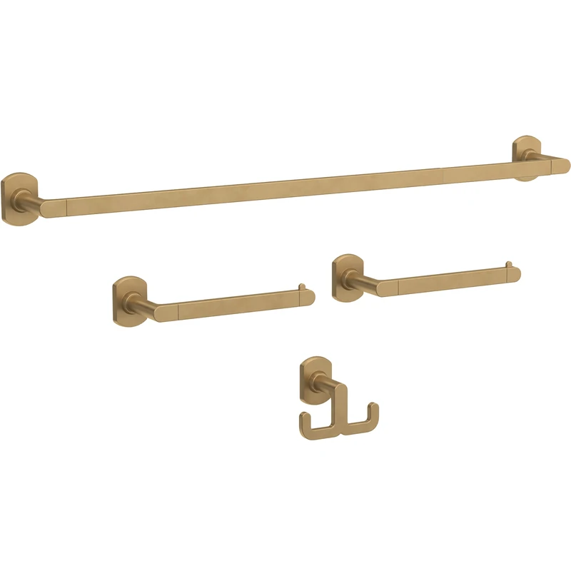 Franklin Brass GRNV64-SG Granville 4-Piece Bath Hardware Set 18 in. Towel Bar w/Extender, Toilet Paper Holder, Towel Holder, Towel Hook in Satin Gold - Image 1