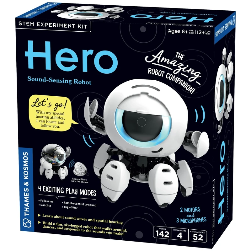 Thames & Kosmos Hero: Sound Sensing Robot, Kids Science Kit, Learning Resources for Sound Waves and Spatial Hearing, STEM Toys for Science Experiments, Age 8+ with Help & Age 12+ Alone