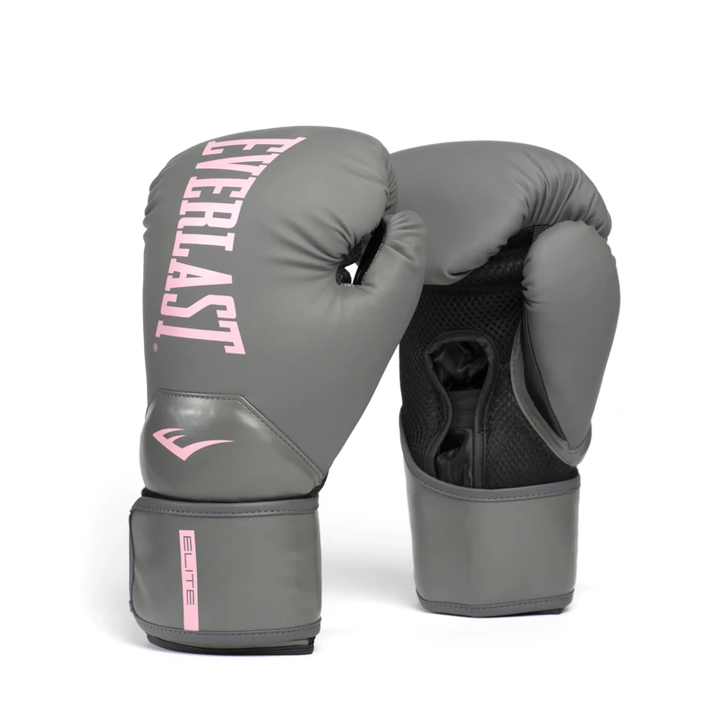 Everlast Elite 2 Boxing Training Gloves - Grey/Pink, 10oz