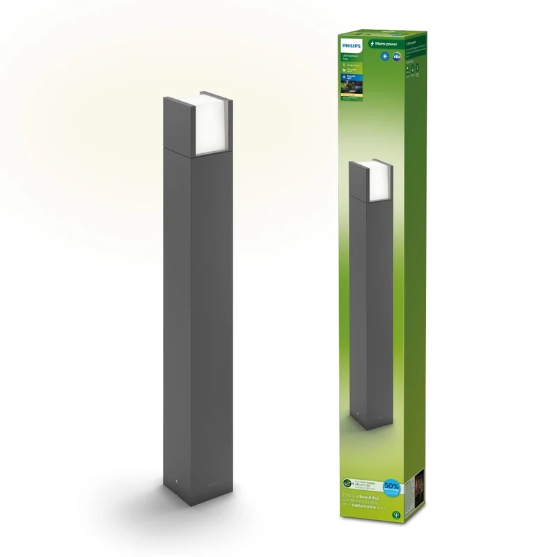Philips Lighting Arbour UltraEfficient Outdoor Post Light, 3.8W, 2700K, Antracite, IP44 weatherprooof