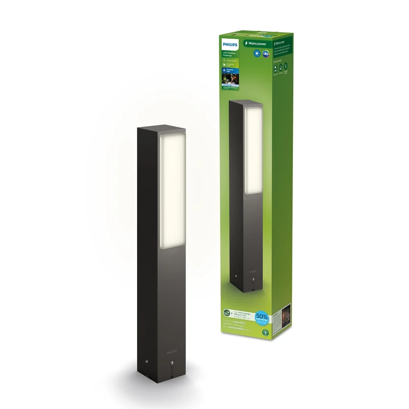 Philips Lighting Stratosphere UltraEfficient Outdoor Path Light, 3.8W, 4000K Cool White Light, Antracite, IP44 Weatherproof