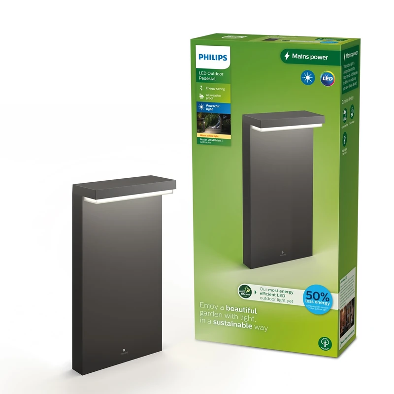 Philips Lighting Bustan UltraEfficient Outdoor Path Light, 3.8W, 2700K, Antracite, IP44 Weatherproof