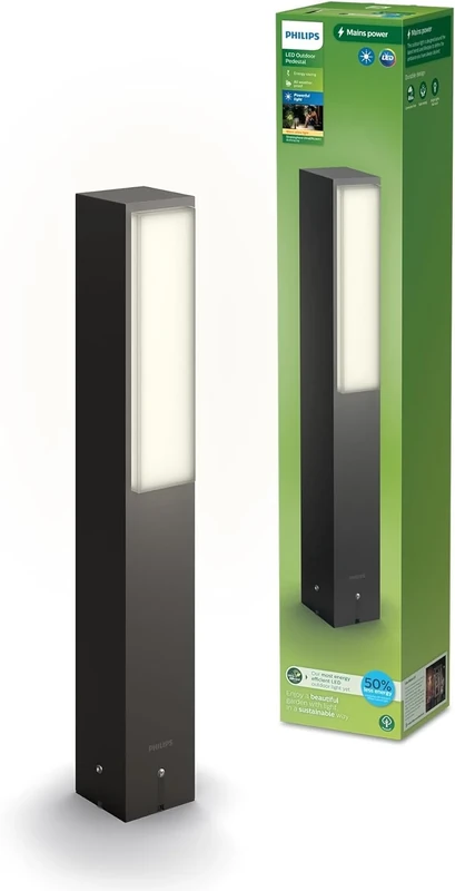Philips Lighting Stratosphere UltraEfficient Outdoor Path Light, 3.8W, 2700K Warm White Light, Antracite, IP44 Weatherproof