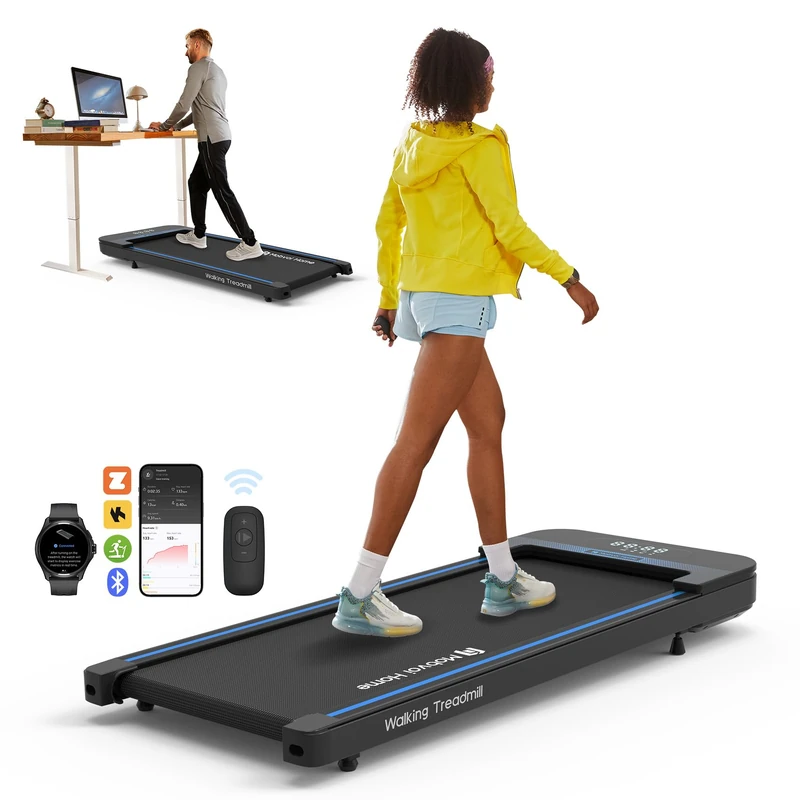 Mobvoi Home Walking Pad Under Desk Compact Treadmill for Home Office - 2.25 HP Portable Jogging Machine, 120 KG Capacity, 6 km/h Speed, Easy Storage