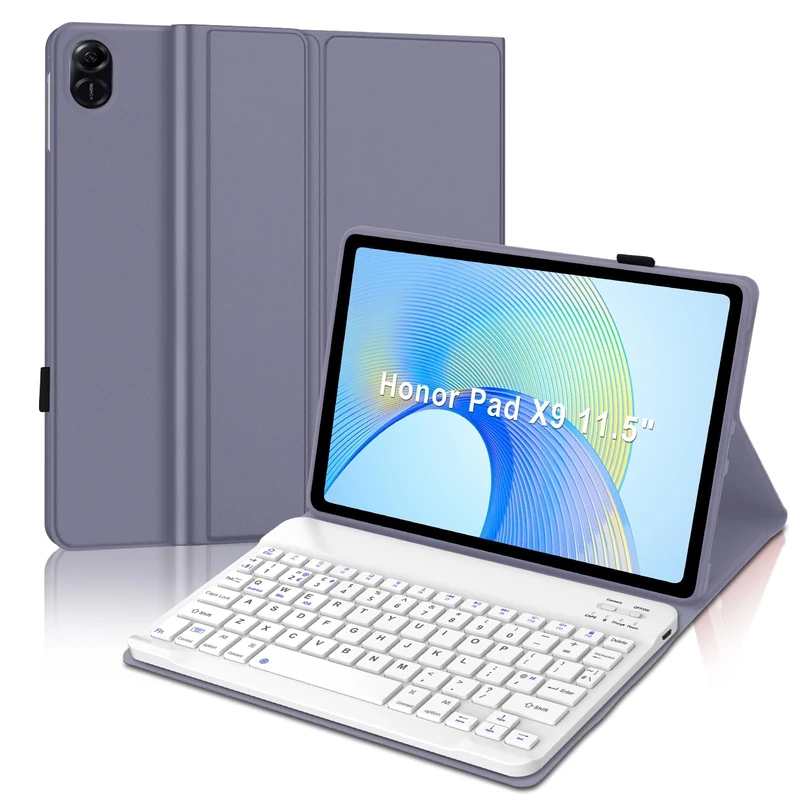 JADEMALL Keyboard Case for Honor Pad X9, Wireless Magnetic Detachable Bluetooth Keyboard, Premium PU Leather Cover with Pencil holder for HONOR Pad X9 11.5-inch Wi-Fi Tablet, Lavender Purple