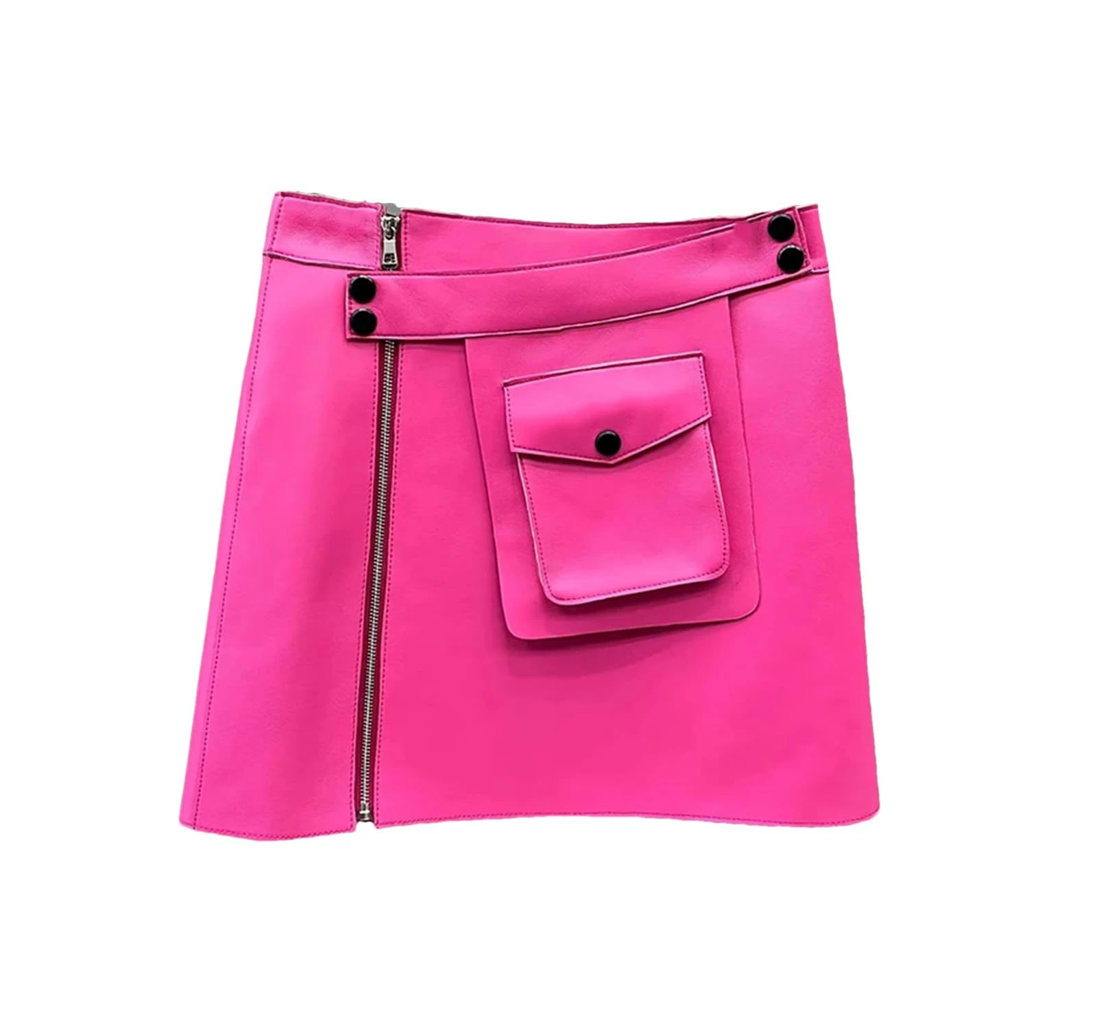 Haitpant Women Sheepskin Leather Mini Skirt Lady Genuine Leather Short Skirt with Pocket