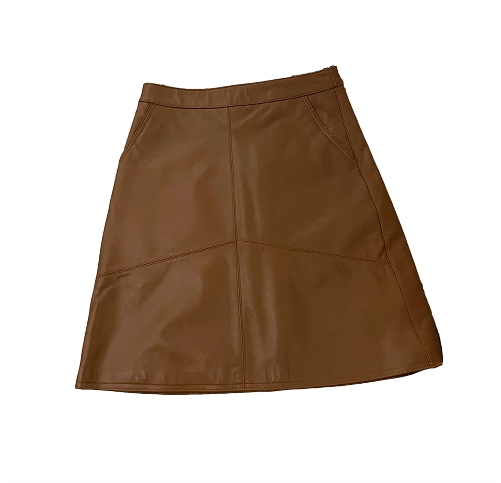Woman Elegant Skirts Korean Style Genuine Leather Skirts High Waist Mini Skirt Brown