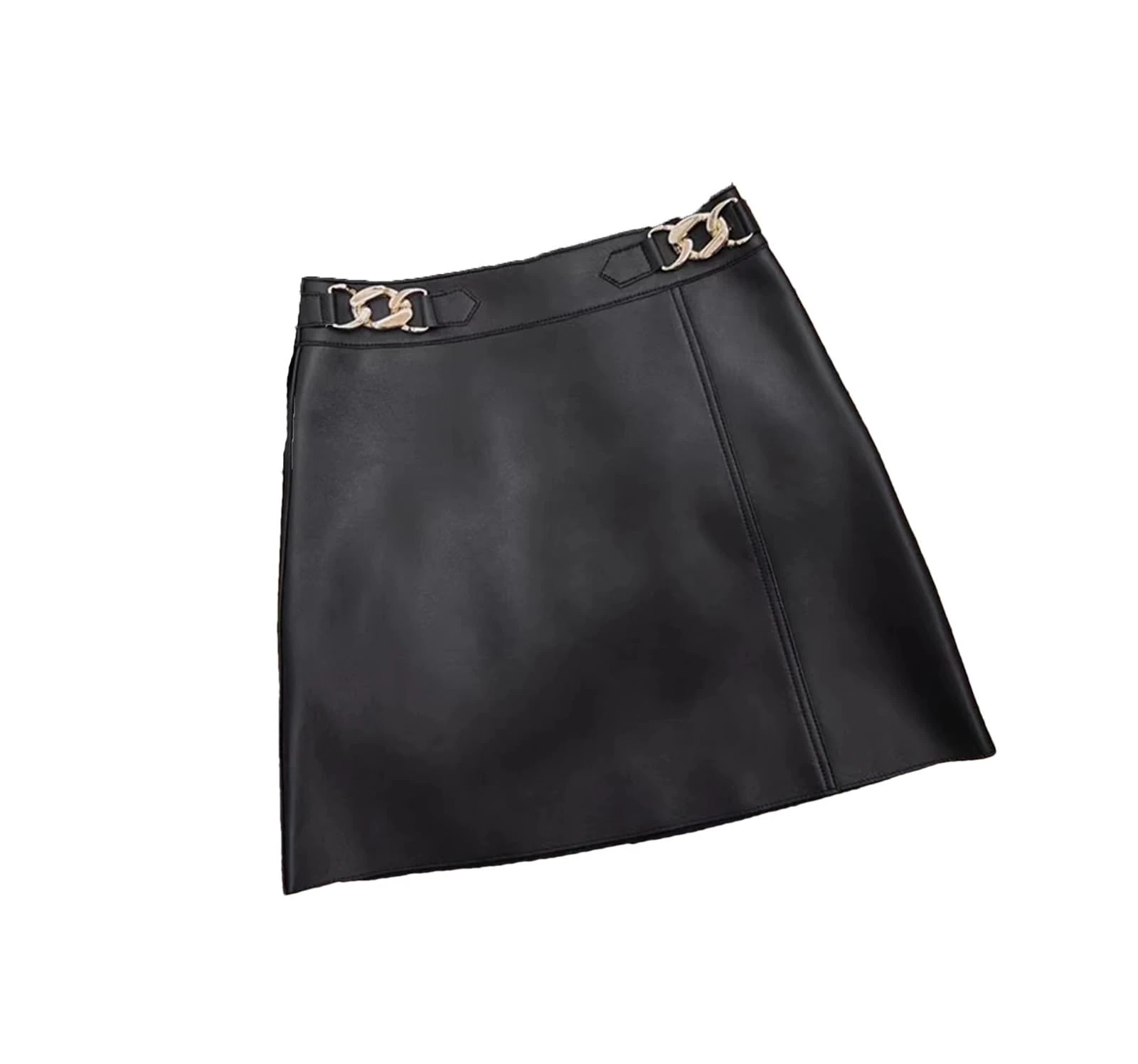 Haitpant Korean Fashion Genuine Leather Skirts for Women Sexy A Line Luxury Mini Skirt Black