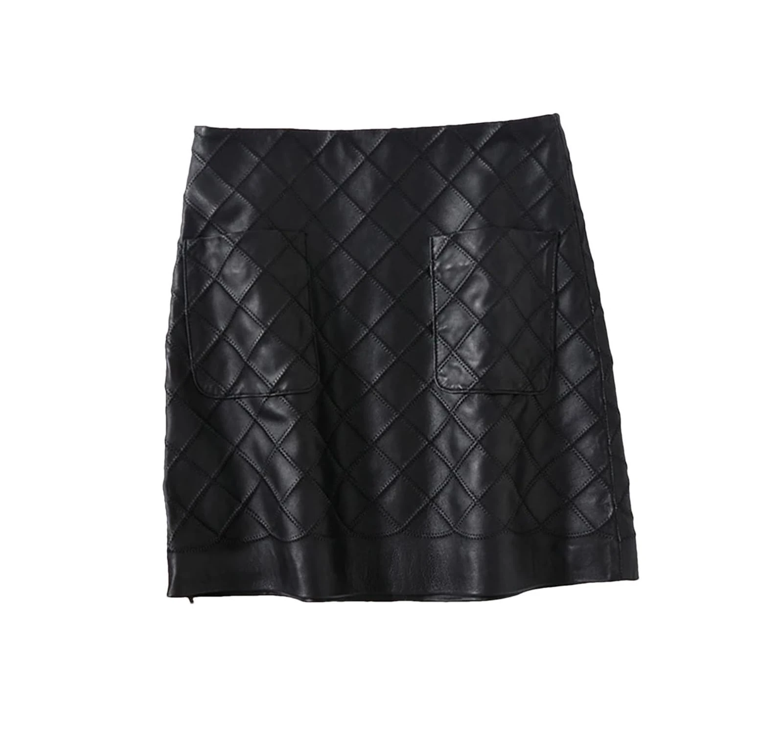 Haitpant European Women Diamond Plaid Skirt Winter Embroider Short White Sexy Mini Skirt with Pocket