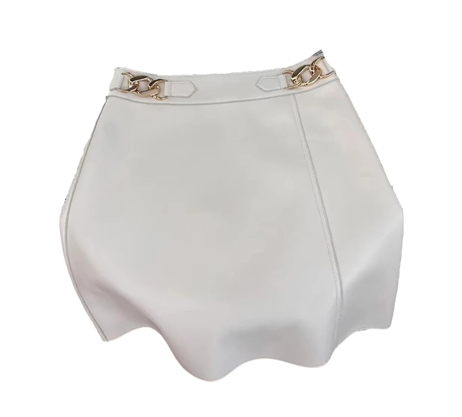 Haitpant Korean Fashion Genuine Leather Skirts for Women Sexy A Line Luxury Mini Skirt Beige