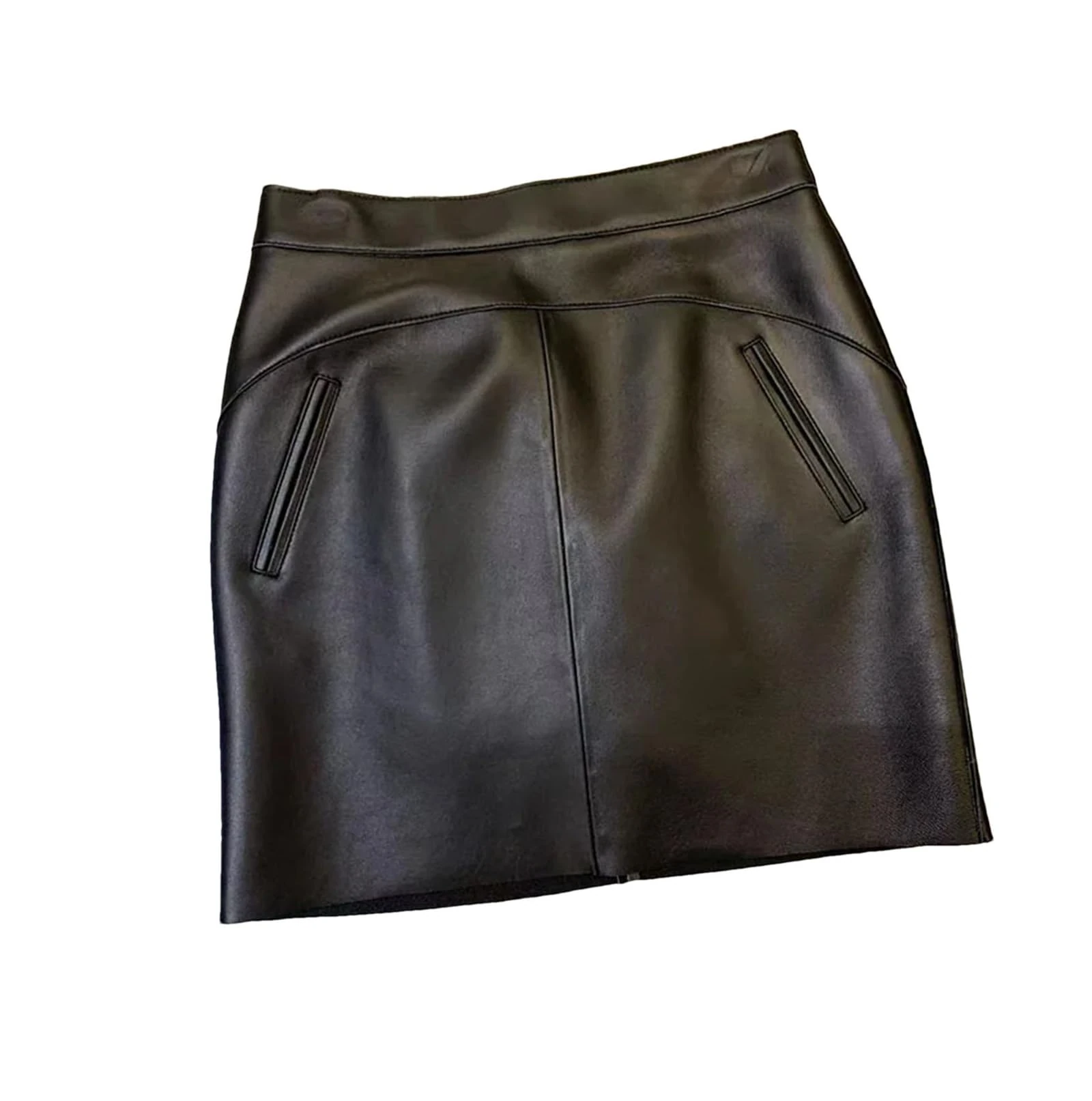 Haitpant Women Mini Skirt Black Sheepskin Leather Skirts Korean Fashion Office Ladies Dress