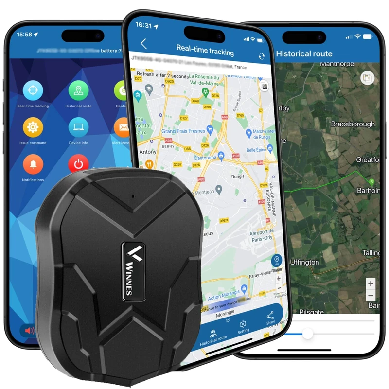 Winnes GPS Tracker TK905 Magnetic Car Trackers Devices 5000mAh Long Battery Life NO Monthly Fee Support APP/Web/SMS Anti-theft Tracking for Digger, Truck, Van, Tractor, Car