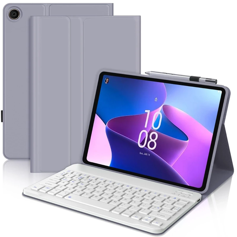 Keyboard Case for Lenovo Tab M10 Plus 10.6", Wireless Detachable Bluetooth Keyboard with Stand Cover for Lenovo Tab M10 Plus (3rd Generation) 10.6 Inch 2022 Tablet, Lavender Purple