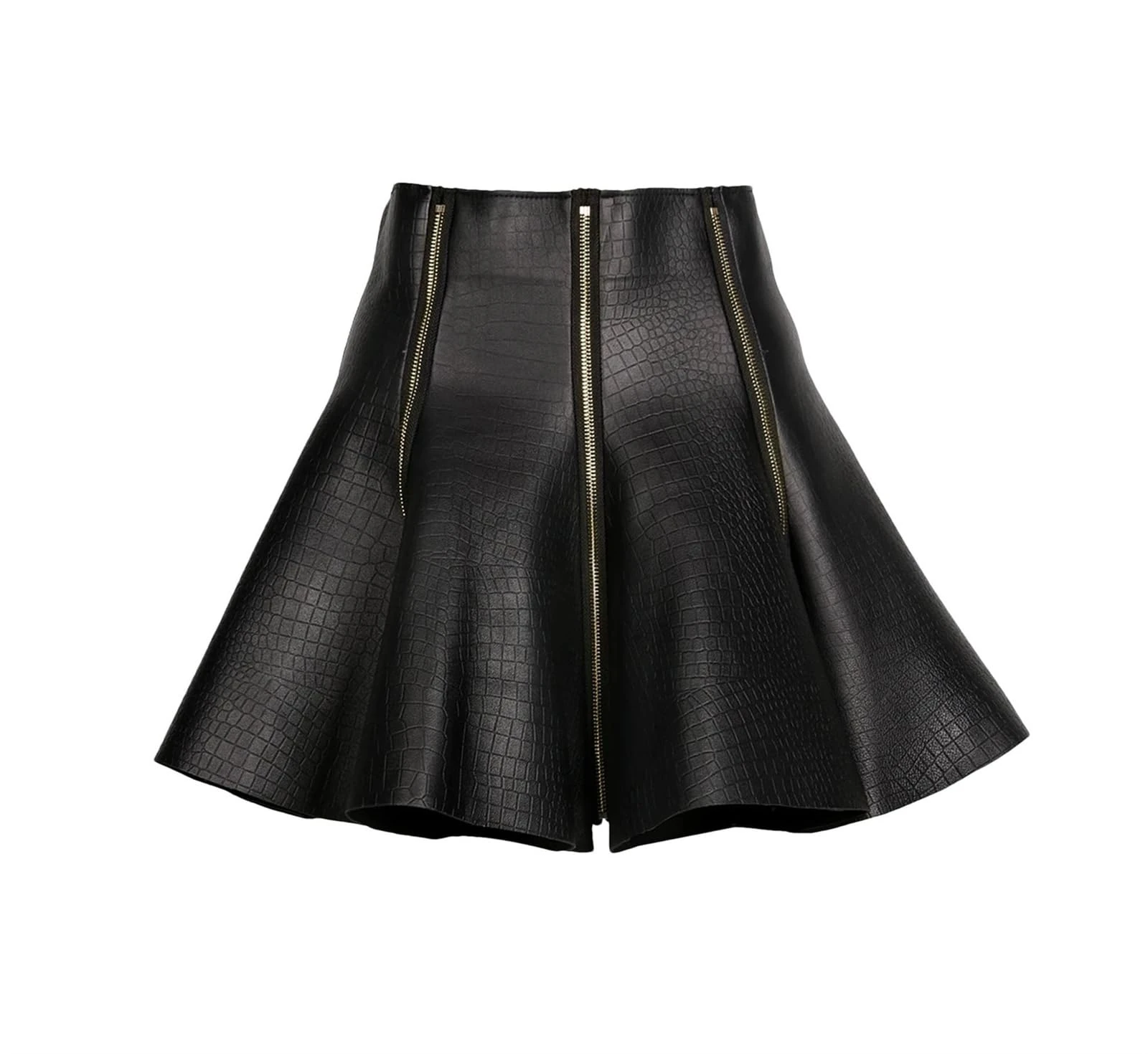 Haitpant Women Zippers Genuine Leather Skirt Ladies Black Pleated Mini Skirt