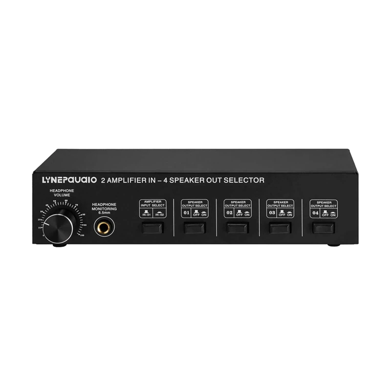 YIWENG 2 in 4 Out Speaker Selector Switch Box 4 Zone Amplifier and Speaker Selector with Volume Control Banana Jack 6.5mm Earphone Jack,Speaker Switch Box with Volume Control - Image 1