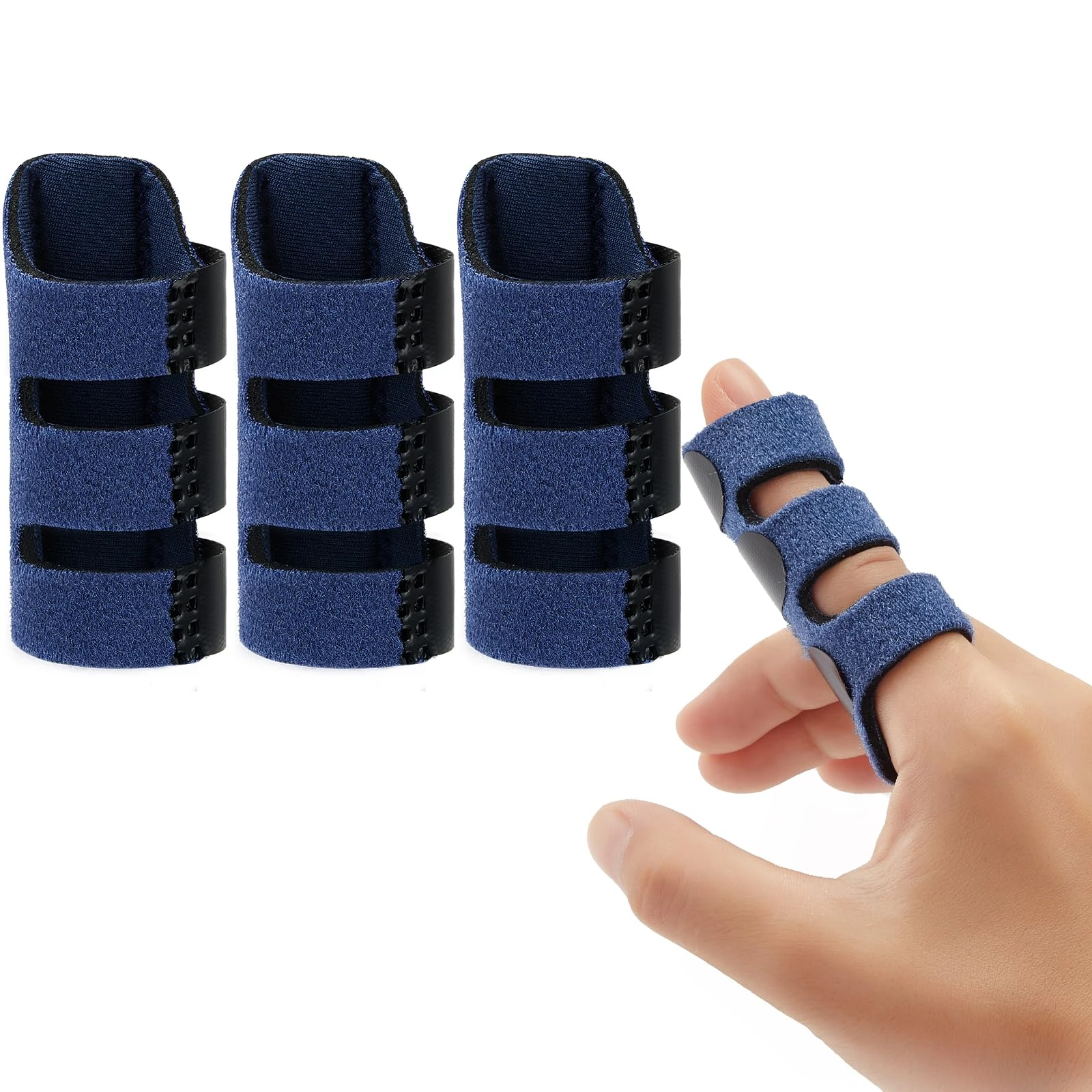 Echify Finger Splint - 3pcs Upgraded Finger Support Trigger Finger Brace with 3 Adjustable Fixing Belt Mallet Finger Splints for Straighten Broken Bent Finger & Arthritis Pain Relieve