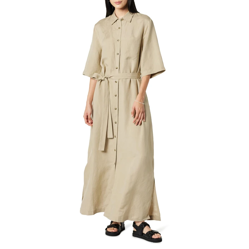 The Drop Women's Long Shirt Dress, Plaza Taupe, S - Image 1