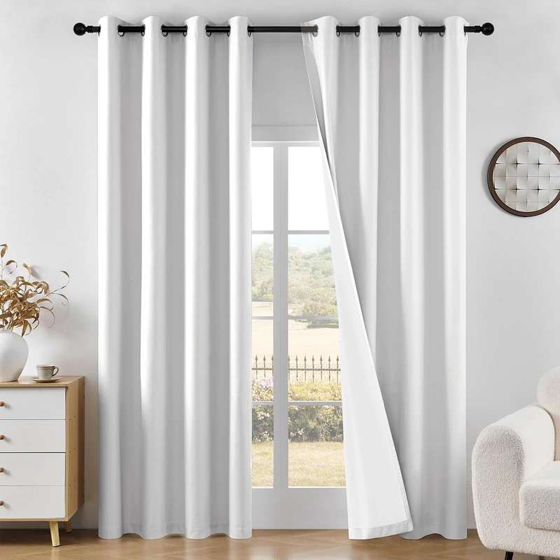 Joydeco 108 Inch Blackout Curtains for Bedroom, Black Out Curtains 108 Inches Long, Ivory White Curtains for Living Room Window Thermal Insulated Drapes(W52 x L108 Inch, Ivory)