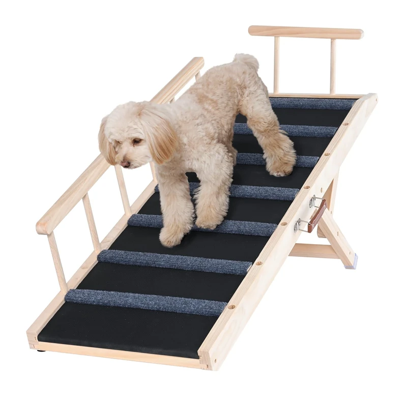 VEVOR Folding Pet Ramp for Dogs & Cats, Adjustable 13.8" to 27.6", 47.2" Long, Suitable for Couch, Sofa, Car
