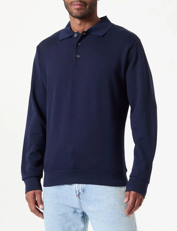 SIGGI S/L BLUE POLO SWEATSHIRT, M