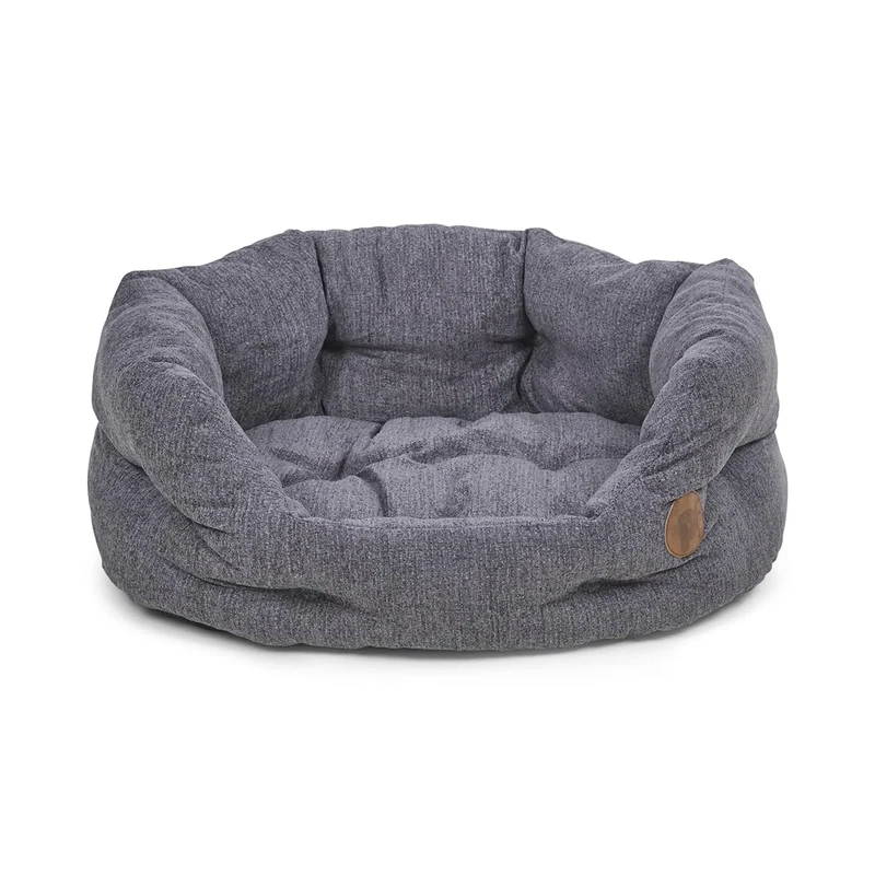 Petface Slate Grey Oval Dog Bed with Reversible Cushion, Machine Washable, Medium (Pack of 1)