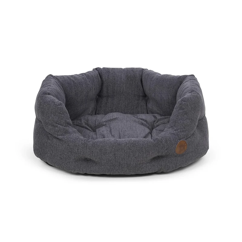 Petface Slate Grey Oval Dog Bed with Reversible Cushion, Machine Washable, Large (Pack of 1)