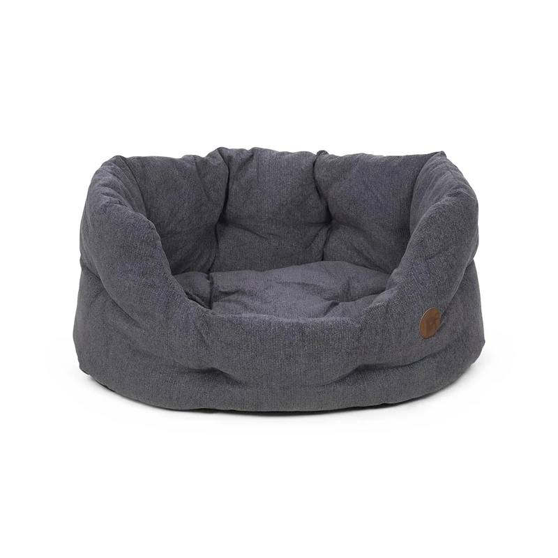 Petface Slate Grey Oval Dog Bed with Reversible Cushion, Machine Washable, X-Large (Pack of 1)