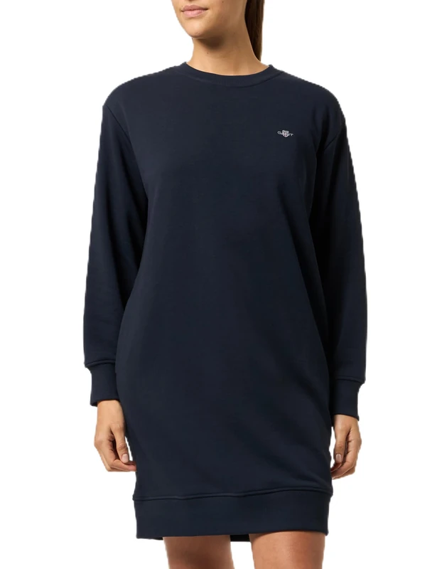 GANT Women's Shield C-Neck Sweat Dress, Evening Blue, M