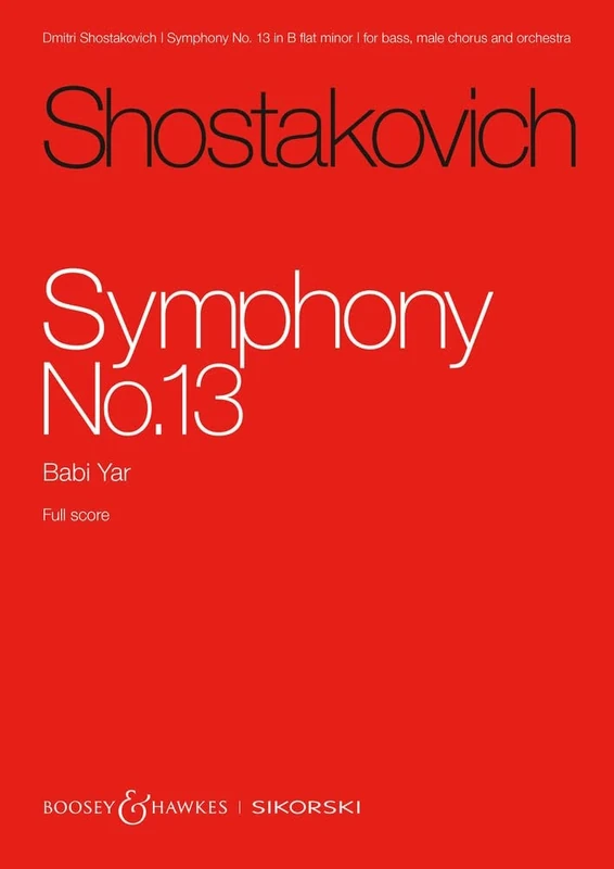 Dmitri Shostakovich: Symphony No. 13 op. 113 - Boosey & Hawkes and Sikorski Full Score (SIK2513): Babi Yar