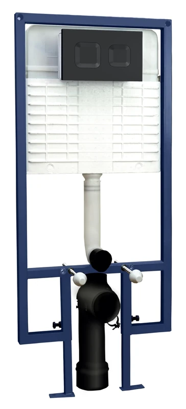 nuie XTY409S Accessories Modern Bathroom Dual Concealed Cistern and Frame with Square Flush Plate, 520 x 1136 x 204mm, Matt Black