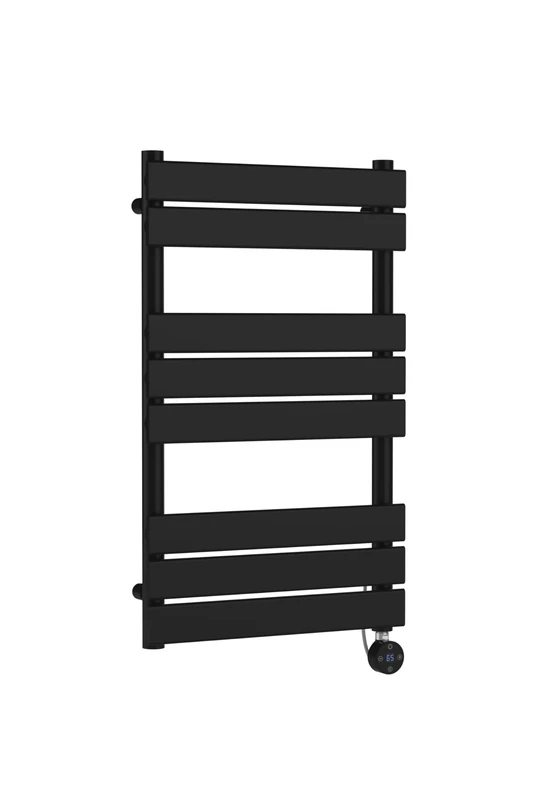nuie HL458 Modern Bathroom Wall Hung Square Electric Flat Panel Heated Towel Rail, 840 x 500, Matt Black