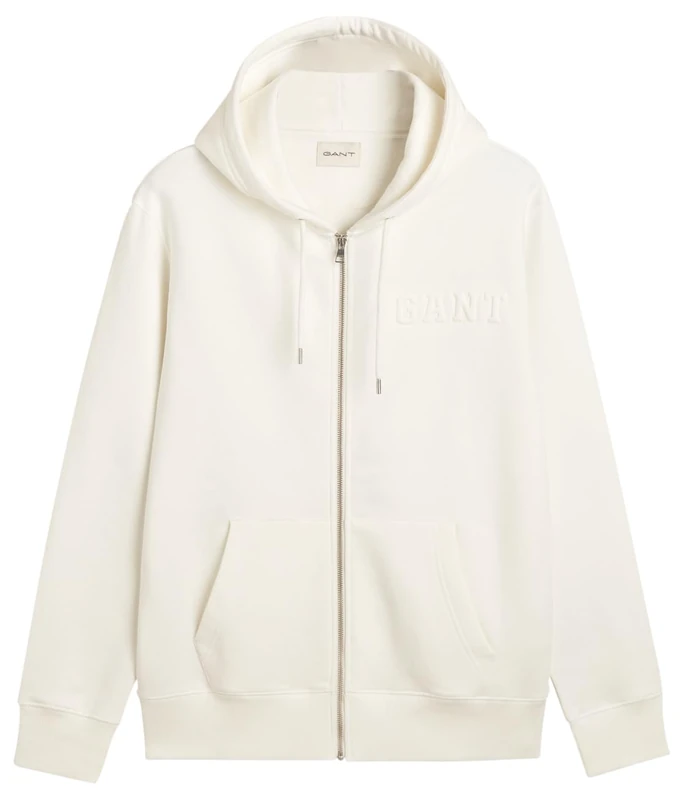 GANT Embossed Full-Zip Hoodie, Eggshell, M