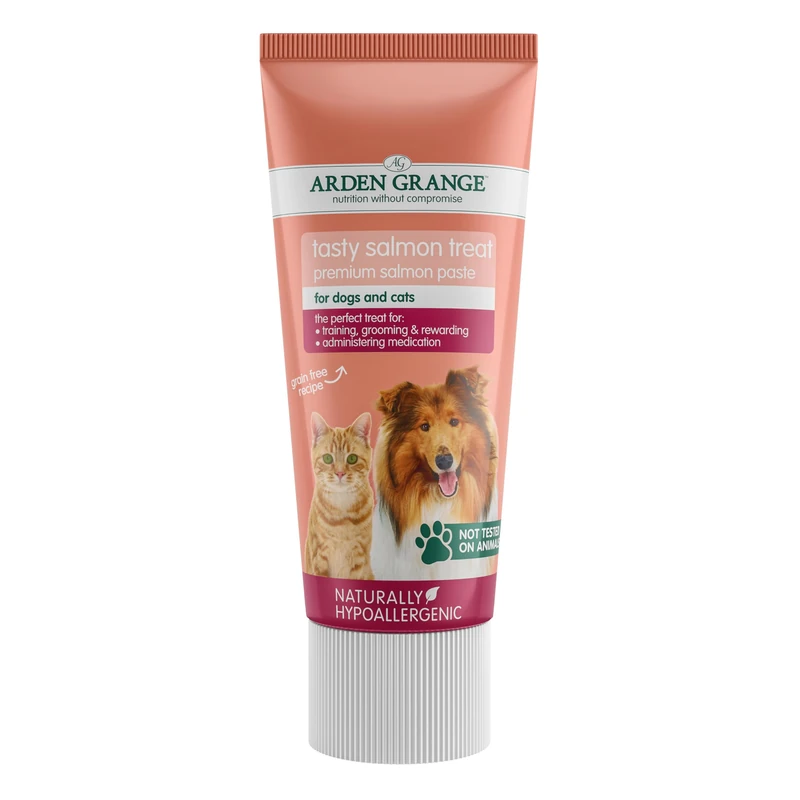 Arden Grange Salmon Paste for Dogs & Cats 12 x 75 g - 40% Fresh Salmon Squeezable Treat & Food Topper - Grain Free, Naturally Hypoallergenic, Made in England - Image 1