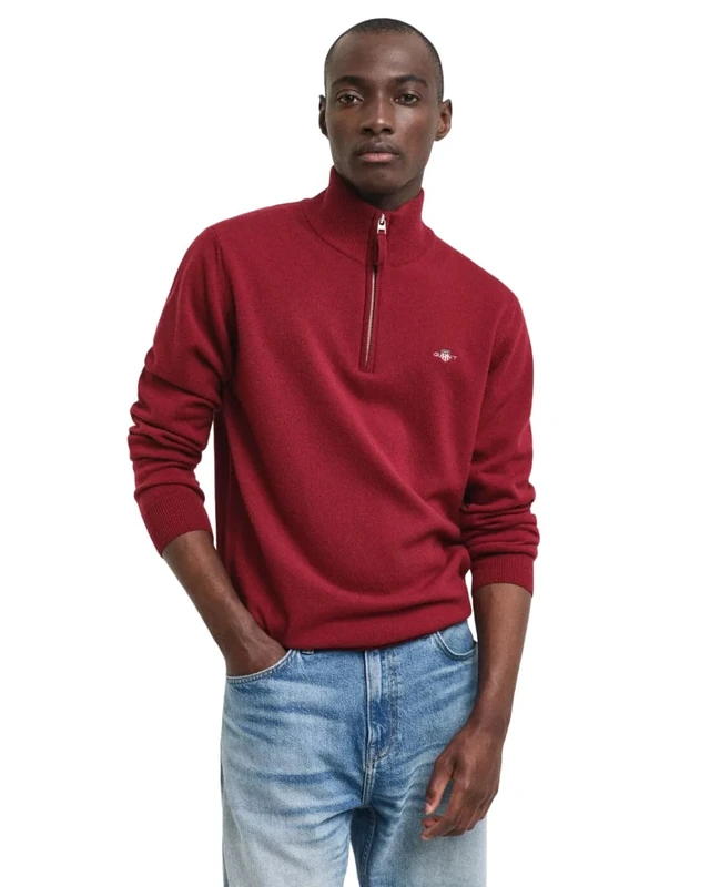 GANT Superfine Lambswool Half Zip, Plumped Red, L