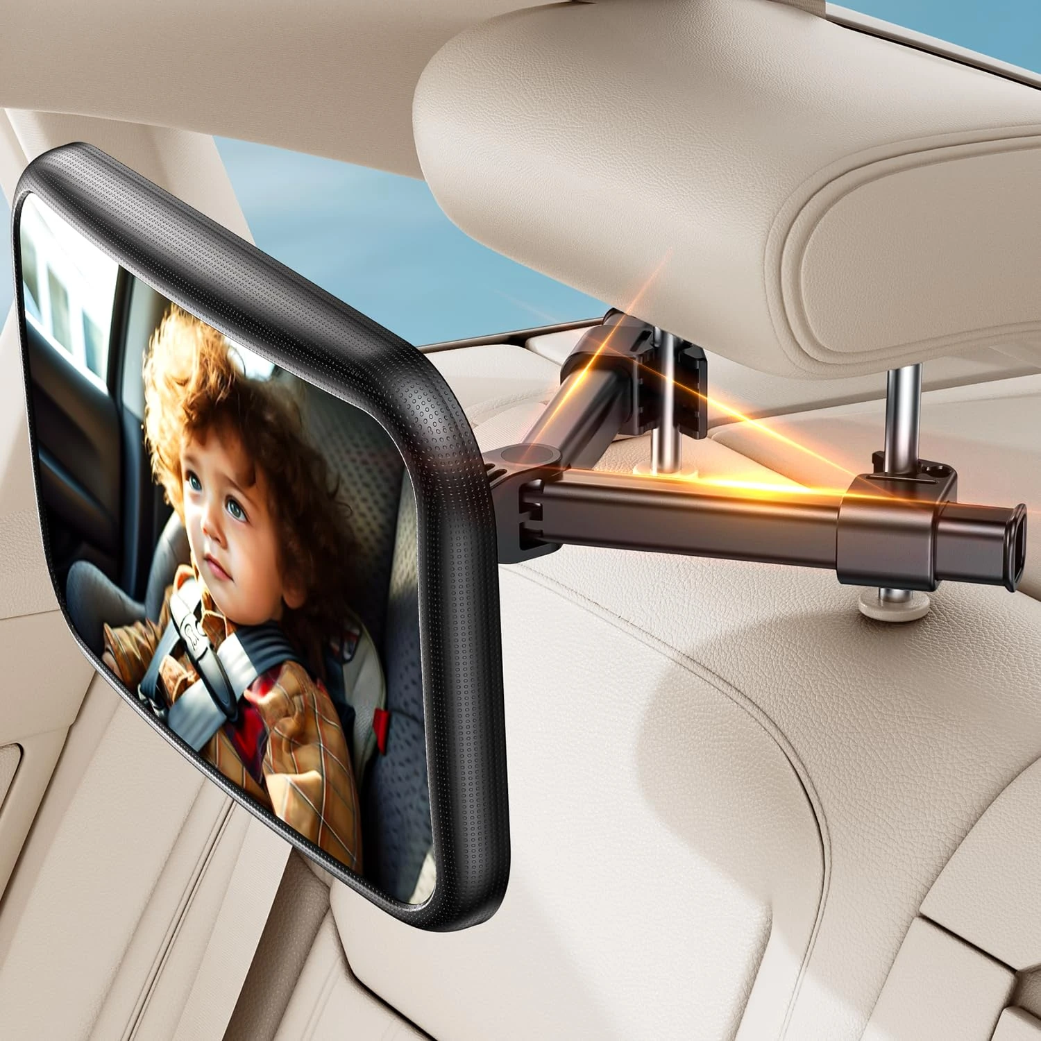 Baby Car Mirror for Car Seat Safely Mirror Hook Clip Design for Rear Facing Infant Newborn 360° Rotation Backseat Mirrors with Wide Clear View, Shatterproof, Easy Install Baby Essentials
