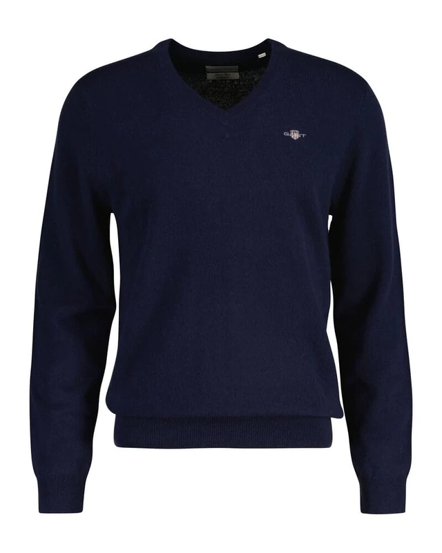 GANT Extrafine Lambswool V-Neck, navy, M - Image 1
