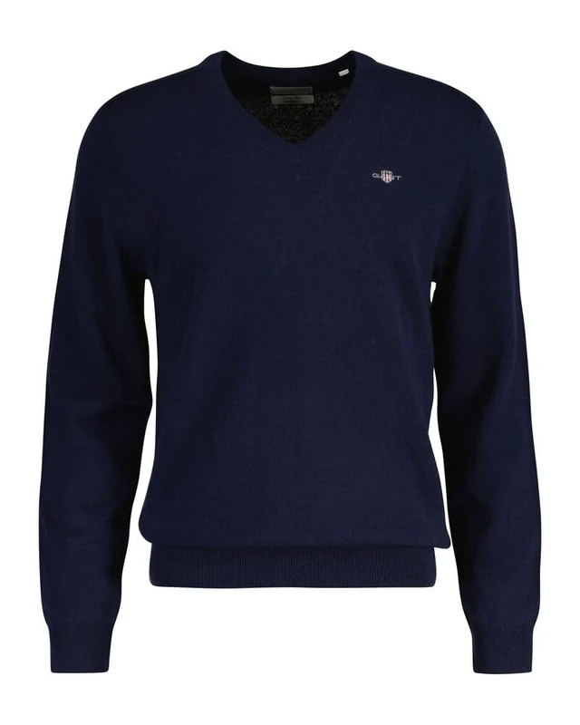 GANT Extrafine Lambswool V-Neck, navy, XL