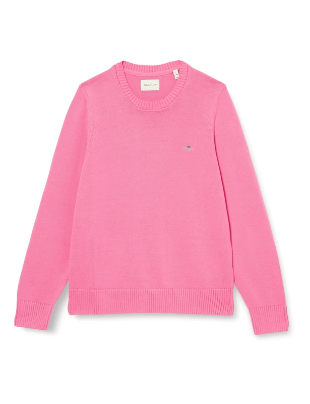 GANT Women's Classic Cotton C-Neck Sweater, Candy Pink, XL